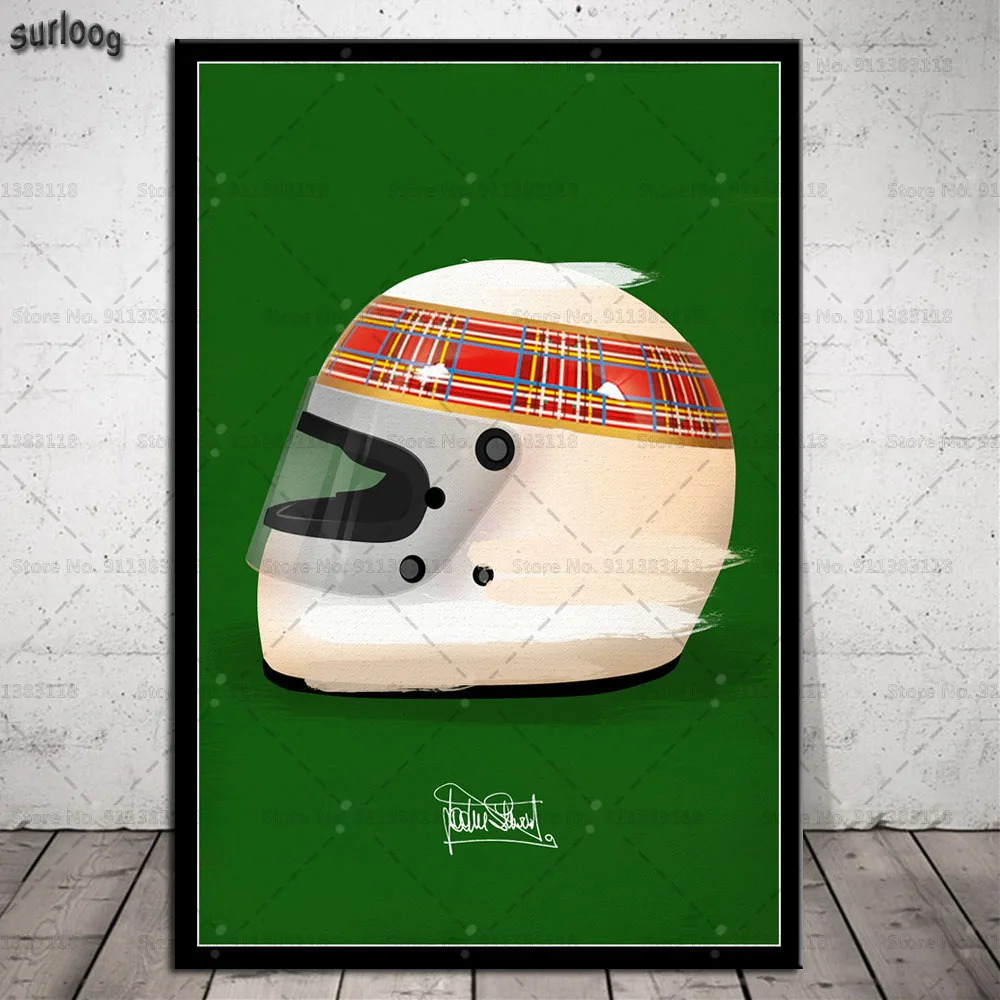 Плакат с изображением шлемов Ayrton Senna. Легендарные горячие фотографии, печати на холсте для декора гостиной и дома.