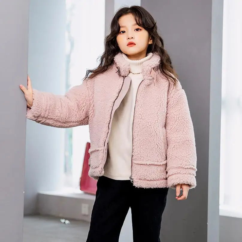 2021 Korean Fashion Children's Winter Clothes Faux Fur Stitching White Duck Down Coats Thicker Warm Down Jacket For Girl A700