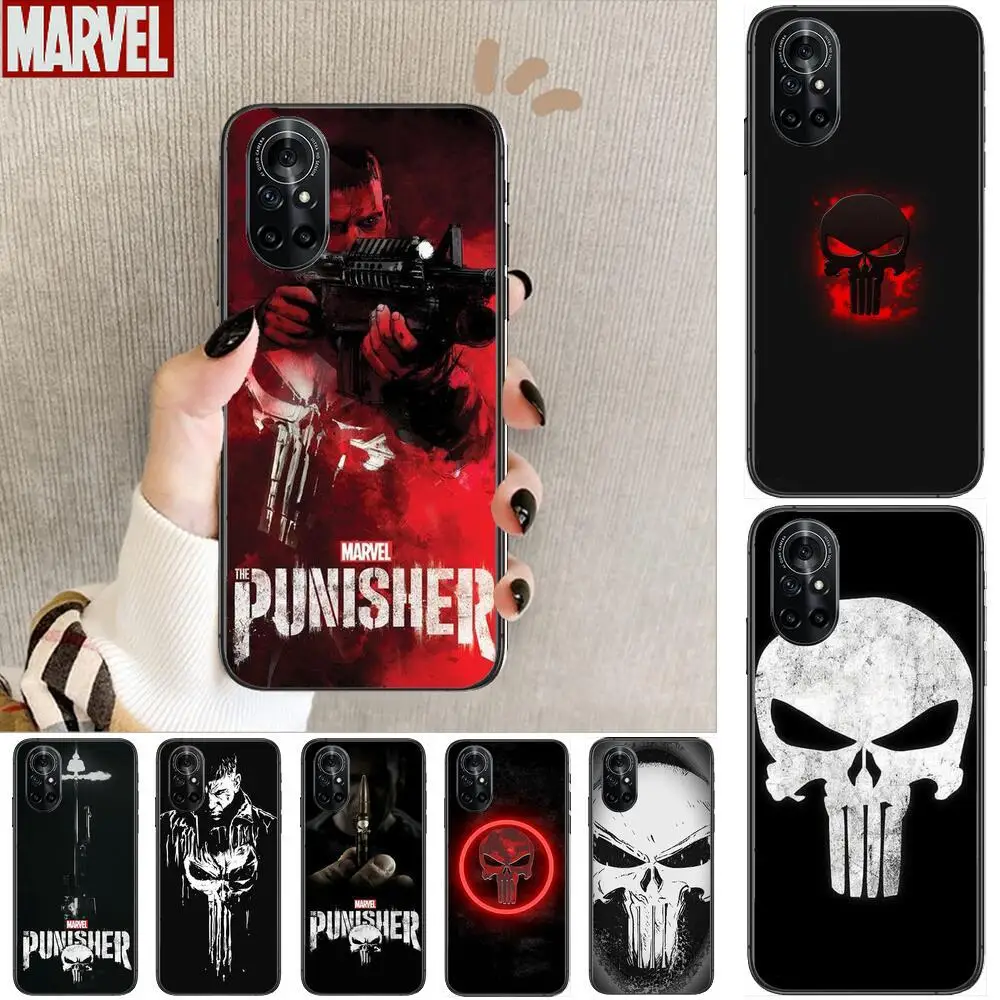 

Marvel Punisher Clear Phone Case For Huawei Honor 20 10 9 8A 7 5T X Pro Lite 5G Black Etui Coque Hoesjes Comic Fash design