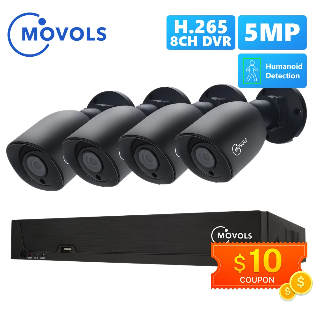 MOVOLS 5MP H.265 CCTV камера система безопасности 4 шт. наружная ИК для камеры наблюдения 8CH