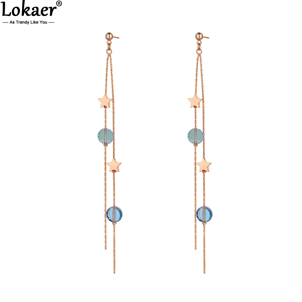 Женские Висячие серьги Lokaer из нержавеющей стали с кисточками и звездочками в