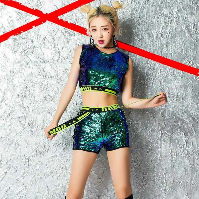 Новинка женский костюм для джаза танцевальный девушек хип хоп танец Черлидинга