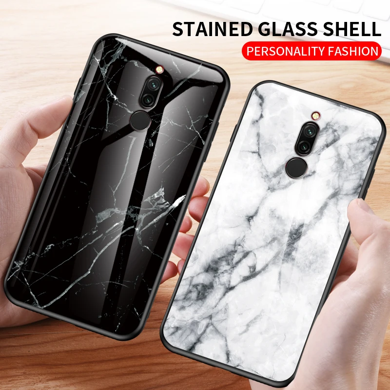 Мраморный чехол из закаленного стекла для Xiaomi Redmi 8 6 22 дюймов Модный мягкий бампер