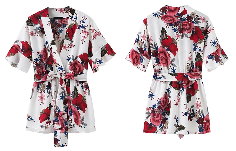 

Heydress 2021 Summer Floral Print Short Sleeve Ruffles Women Playsuit Jumpsuit Rompers Beach Style Short Overalls