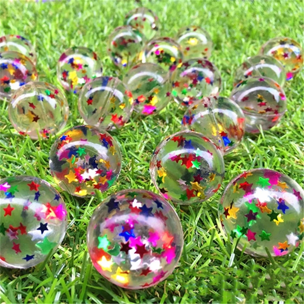 20pcs Children Toys 30MM Bouncing Star Color Bouncy Ball Child Rubber Ball of Bouncy Toy Magic Props Birthday Party Bag Fillers