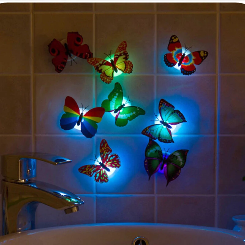 Творчество ночник Pasteable Пластик светодиодный тумблер 3dbutterflylamp настенные