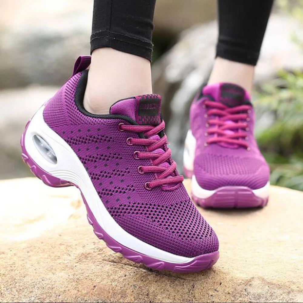 

fashion 2020 Spring New Women's Shoes Air Cushion Flying Knitting Sneakers Leisure Running Shoes women zapatos de mujer hy194