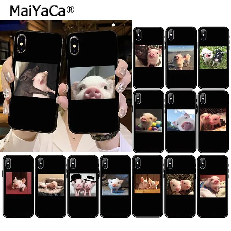 Милый маленький розовый чехол для телефона с изображением животного свиньи
