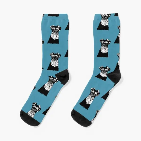 

Mabel The Miniature Schnauzer Dog Linopr Crew Socks Cartoon Girls Funny Women Breathable Black Winter Cute Unisex Short Cotton