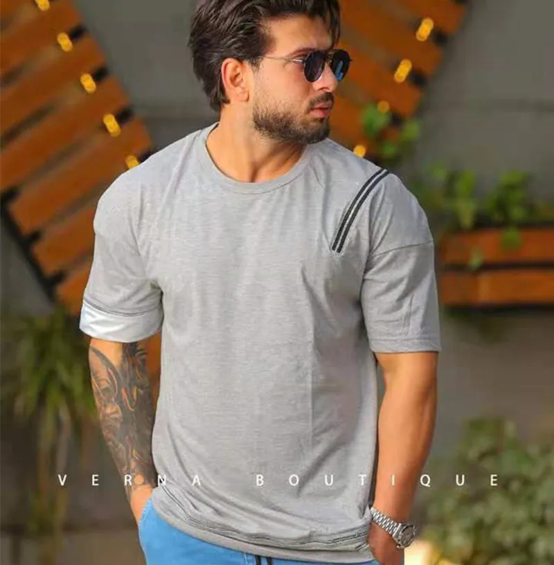 Футболка мужская Спортивная с круглым вырезом хлопок короткий рукав модная