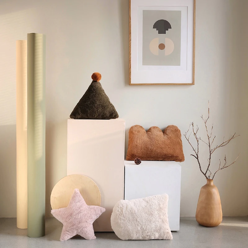 Плюшевая подушка для спины с неровным геометрическим рисунком поддержка шеи