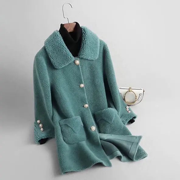 2021 New Women Winter Fashion Genuine Lamb Fur Coats Female Sheep Shearing Warm Jackets Ladies Solid Color Long Outwear U700