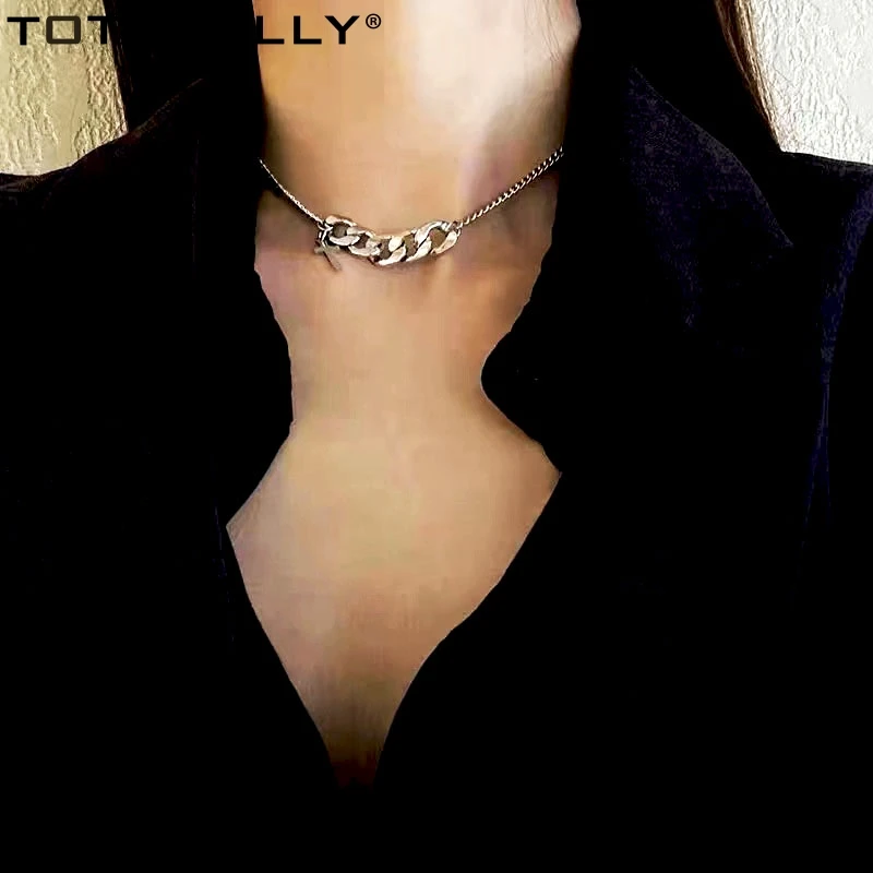 

TOTASALLY 2021 Ins Chain Choker Necklace Simplicity Cross Pendant Curban Chain False Collar Necklace Pop women's Neck Jewelry