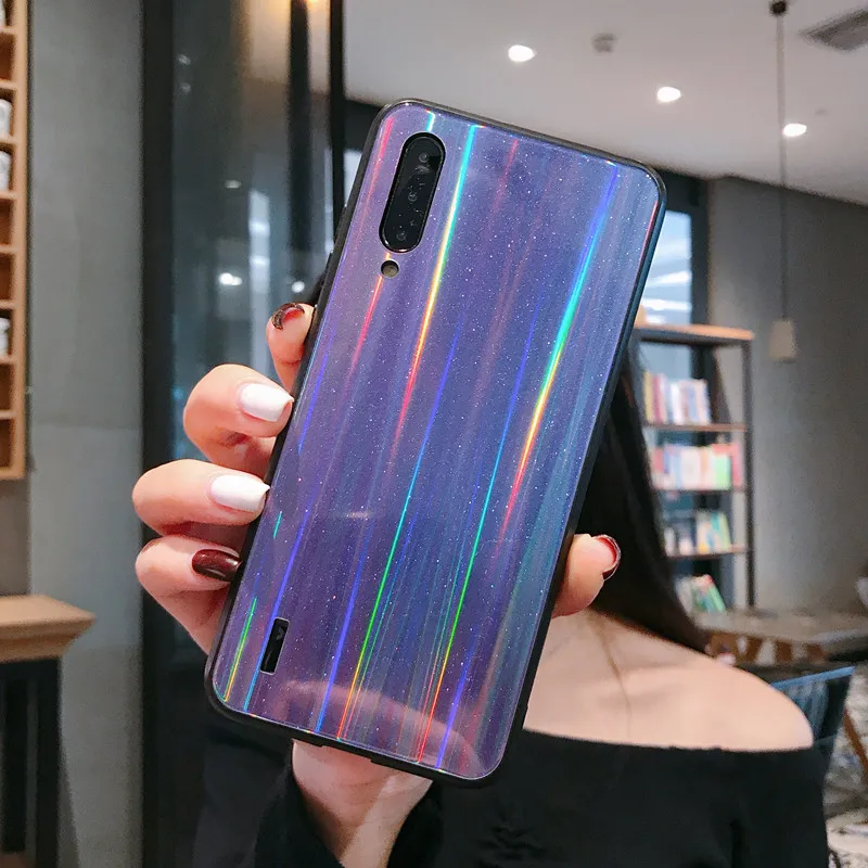 Redmi Note 7 роскошный блестящий чехол для телефона с лазерным стеклом Xiaomi mi8 8SE mi9 9SE CC9