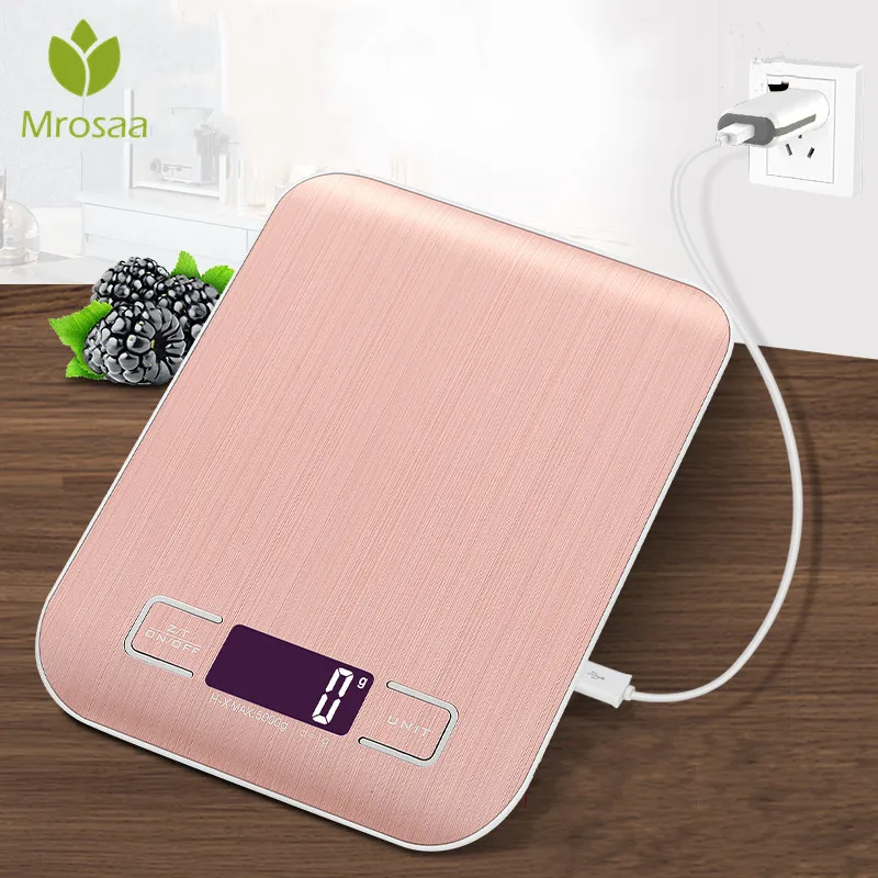 Электронные кухонные весы 10000 г/5000 г/1 г с USB зарядкой цифровые пищевые из