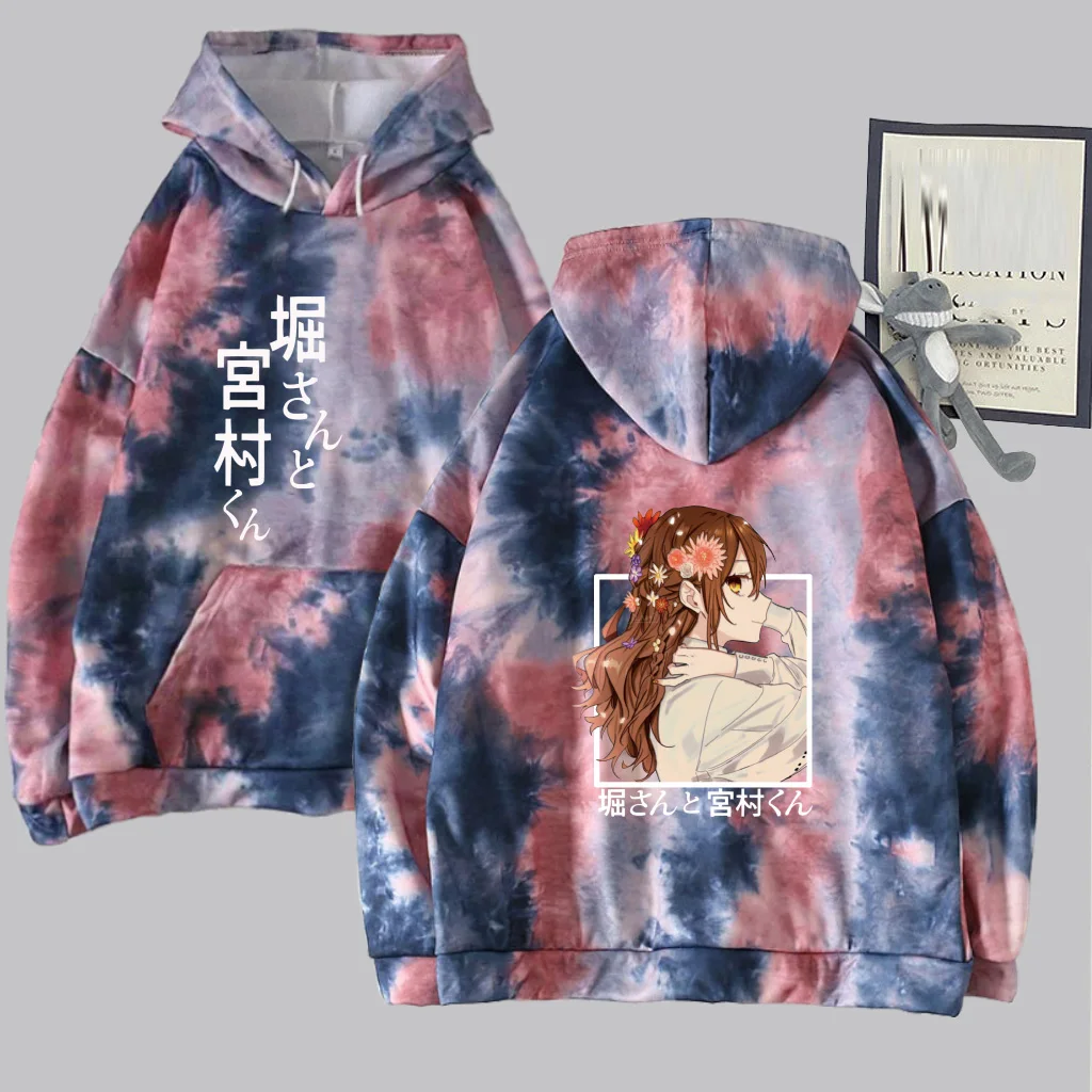 

Hot Anime Hoodie Hori San to Miyamura Kun Tie-dye Pullovers Tops Long Sleeve Casual Uniex Cloth
