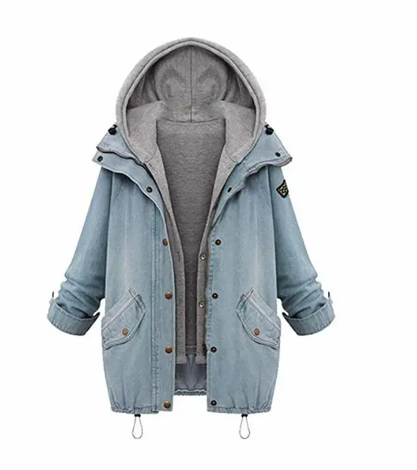 Женское джинсовое пальто с капюшоном парка на шнурке верхняя одежда комплект из 2
