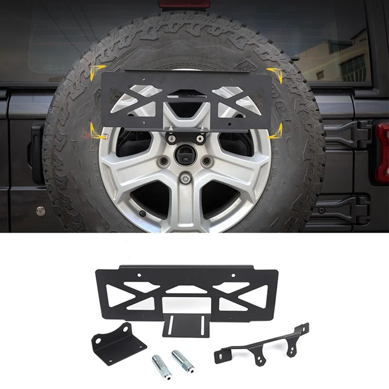 Auto Accessories For Jeep Wrangler JL 2018 2019 2020 2021 Car Rear Spare Tire License Plate Mount Bracket License Plate Holder