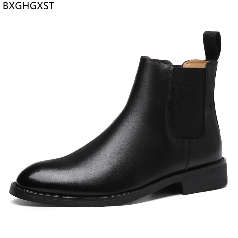 

Winter Shoes Men Leather Casual Shoes Ankle Boots for Men Male Chelsea Boots Men Chunky Boots Business Suit Buty Robocze Meskie