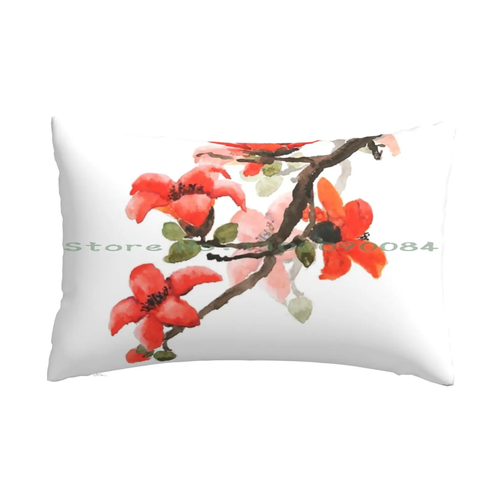 Красно-оранжевый Чехол на подушку с изображением цветов капка 20x30 50*75 диван