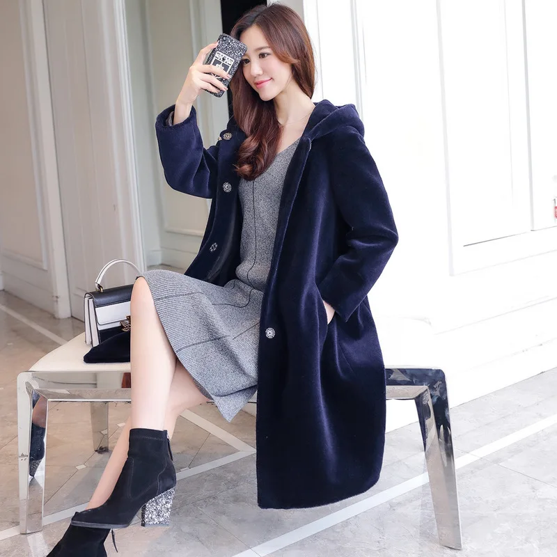 2019 осенне зимние популярные модели Женская мода темперамент Кожа трава овечья