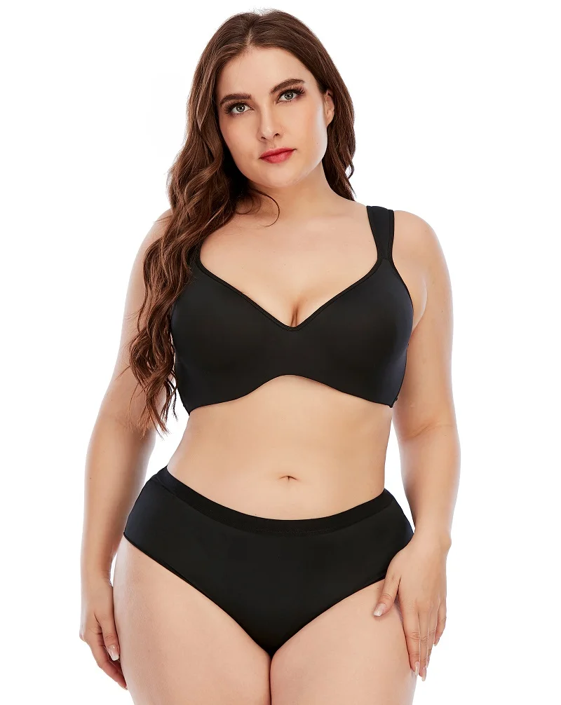 Комплект женского Бесшовного нижнего белья бюстгальтер и трусики с широкими