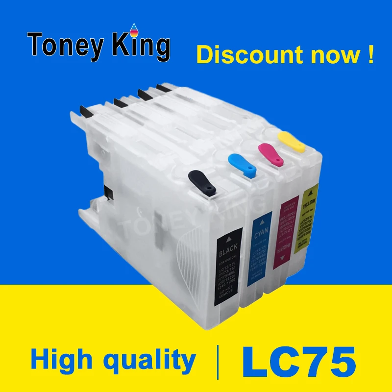 

Toney King LC75 XL Printer Ink Cartridges For Brother LC 12 40 71 73 75 400 1220 1240 For MFC-J6910CDW J6710CDW J5910CDW Printer