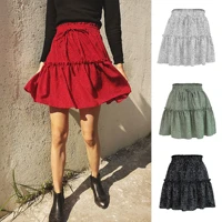 woman skirts short tutu floral print summer tall waist chiffon printing pleating dot print short skirts womens summer clothes