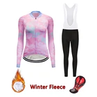 Женская зимняя одежда для велоспорта 2022, теплый флисовый комплект из Джерси для шоссейного велосипеда, теплая велосипедная одежда, нагрудник, гелевый комплект, женское платье, костюм, наряд