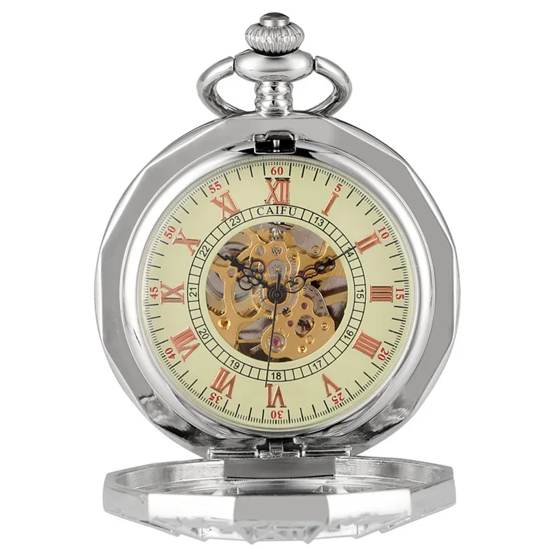 Antique Hollow Out Pocket Watch Spider Case Men Women Handwinding Mechanical Watches with Fob Pendant Chain Collectable Clock
