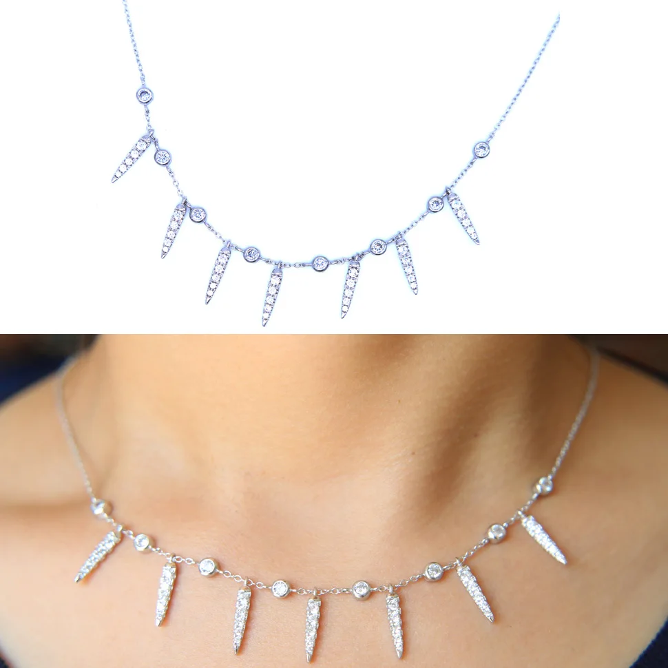 Тонкая цепочка Collier 925 пробы изысканный чокер ожерелье изящный 33 + 7 см Sparking Aaa Cz