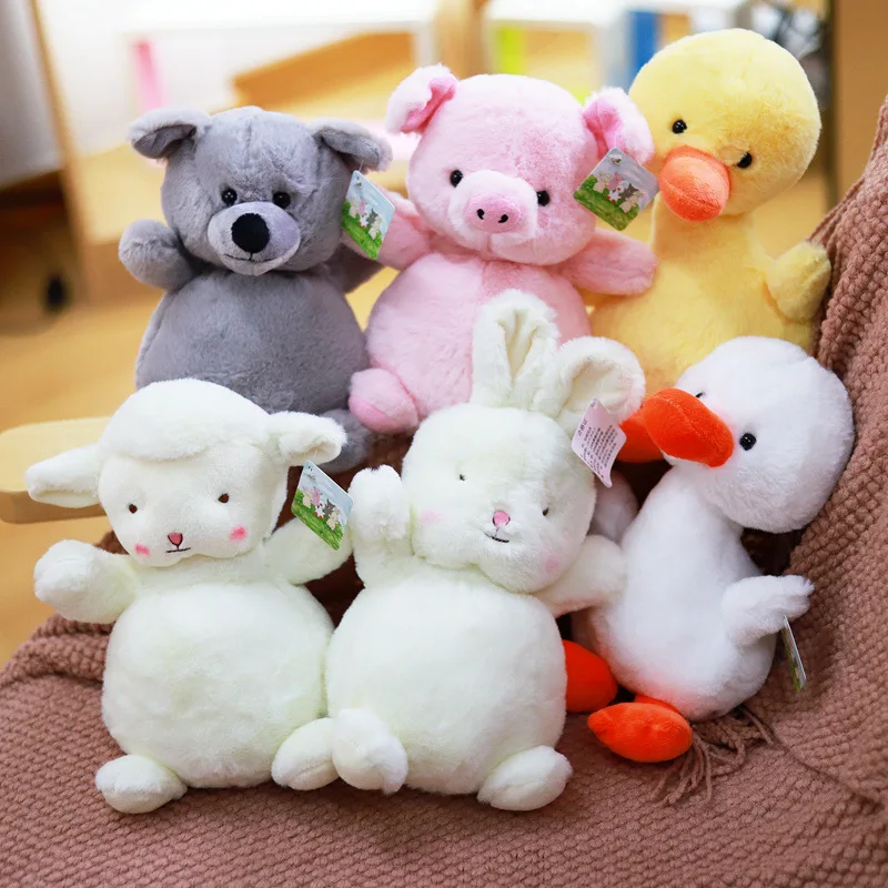 

25cm Plush Bear Rabbit Duck Pig Sleep Plush Toy Stuffed Simulation Animal Soft Doll Pig Plush Toy Ball Children Small Size Toy