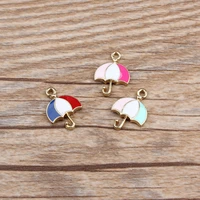 10pcslot new arrival three colors striped oil drop alloy umbrella shape charms gold color plated jewelry finding enamel charm