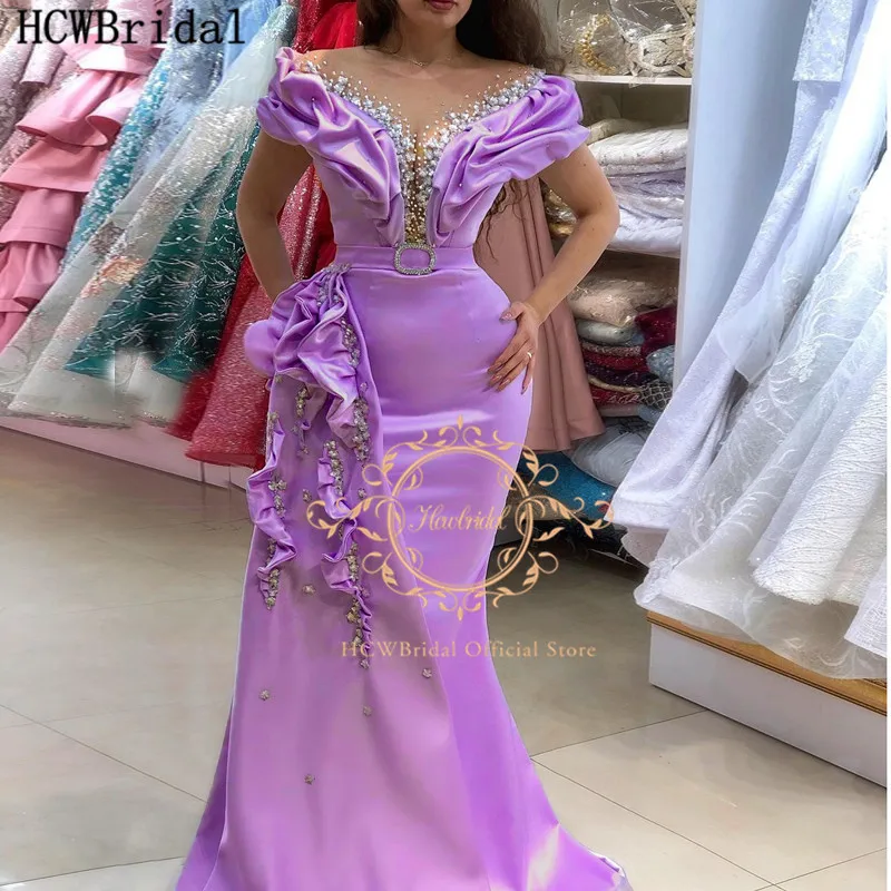 

Изысканное Лавандовое вечернее платье русалки Серебряные Кристаллы оборки шелковое атласное длинное вечернее платье для выпусквечерние в...