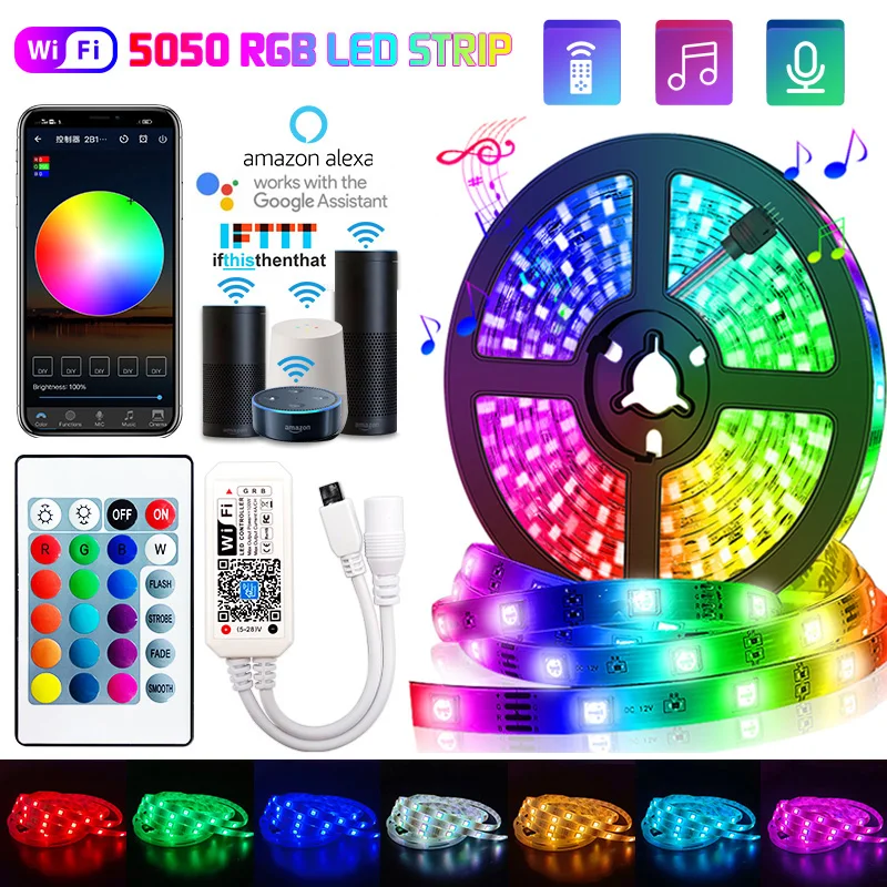 Светодиодная ленсветильник с Wi Fi 5 30 м 5050 светодиодов RGB 12 В постоянного тока SMD