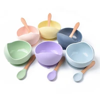 silicone childrens feeding plate baby eating training complementary food bowl spoon silicone sucker childrens bowl dinner set