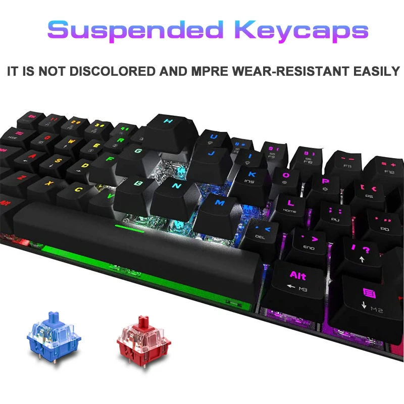 Клавиатура Motospeed CK62 игровая механическая проводная USB Bluetooth 61 клавиша LED-подсветка