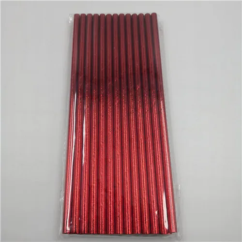 Bronzing red 25 шт., бумажные соломинки в красную полоску, в виде звездочек, в горошек, в виде сердца, бронзового цвета для детей, для дня рождения, свадьбы, вечеринок, креативные питьевые соломы с нашивками - Цвет: Bronzing red