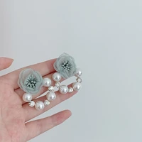 origin summer korean fashion flower simulation pearl cz zircon dangle earring for women hollow out earring jewelry pendientes
