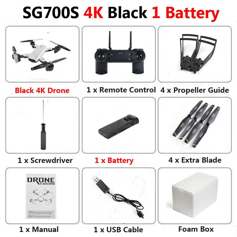 Профессиональный складной мини Дрон ZLL SG700S с двойной камерой 1080P 4K Дрон HD WiFi FPV оптический поток селфи Радиоуправляемый квадрокоптер игрушка для мальчиков - Цвет: 4K White 1B Foam