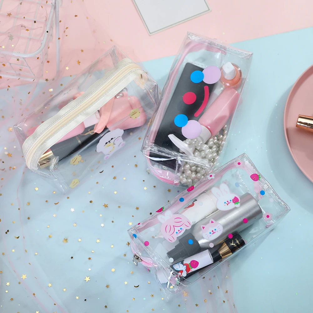 Женская прозрачная косметичка с милым мультяшным рисунком портативная дорожная