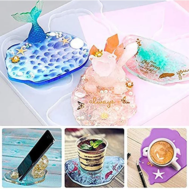 

Coaster Molds for Resin Casting 5 Large Irregular Patterns with 4 Regular Polygon Patterns for Coaster Crafting Making