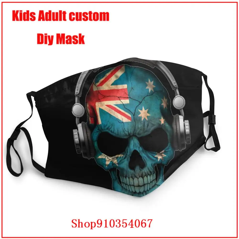 Темно Череп Deejay с австралийским флагом mascaras de tela lavable masque Маска для лица из