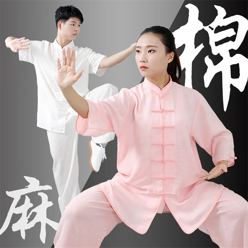 

Unisex Tai Chi Uniforms Traditional Chinese Style Oriental Wushu Performance Costumes Linen Cotton Kung Fu Wing Chun Suit 2021