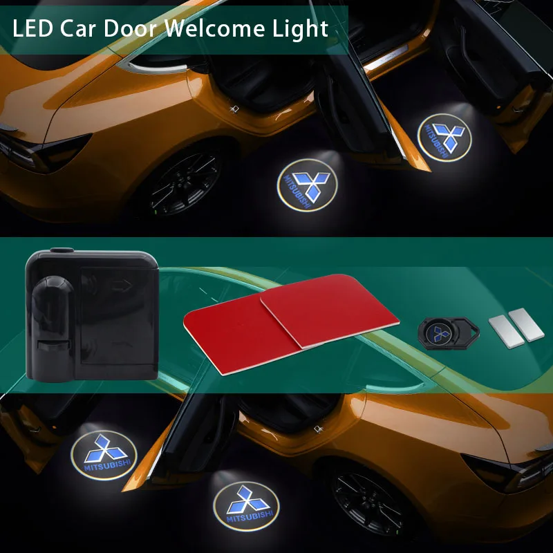Декоративный светильник на дверь автомобиля с логотипом для Mitsubishi ASX Lancer Pajero