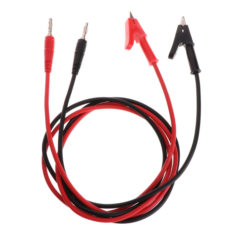 

67JE 2pcs 4mm Banana Plug to Crocodile Alligator Clip Test Probe Lead Wire Cable 1m