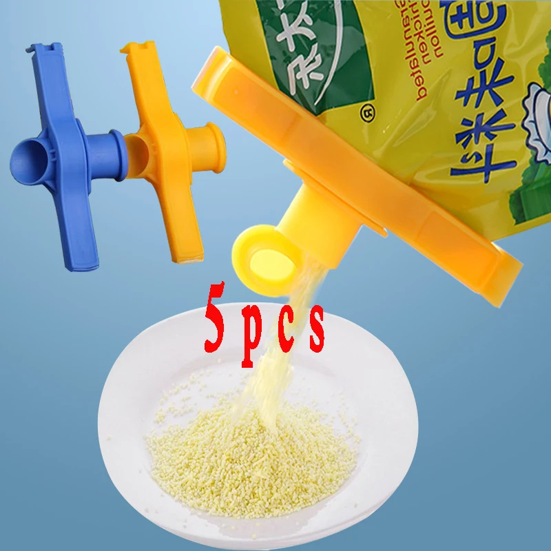 

5pcs Plastic Bag Sealer Seasoning Food Sealing Clips with Pour Spout Chicken Essence Cierra Colsas Sellador Kitchen Clamp Tool