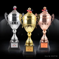 3 colors customizable trofeo champions trophy contest commercial covered metal trophy trophy football trophy medal souvenir cup