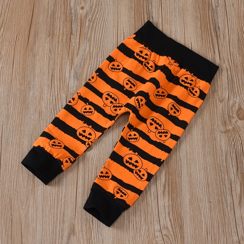 

New Baby Halloween Set Children Long Sleeve Hooded Pumpkin Sweater Striped Trousers Set Hooded Pullover Pumpkin Suits Hotting