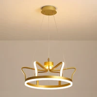 crown shape design chandeliers golden chandeliers for bedroom modern child room decoration led luster indoor light fixtures